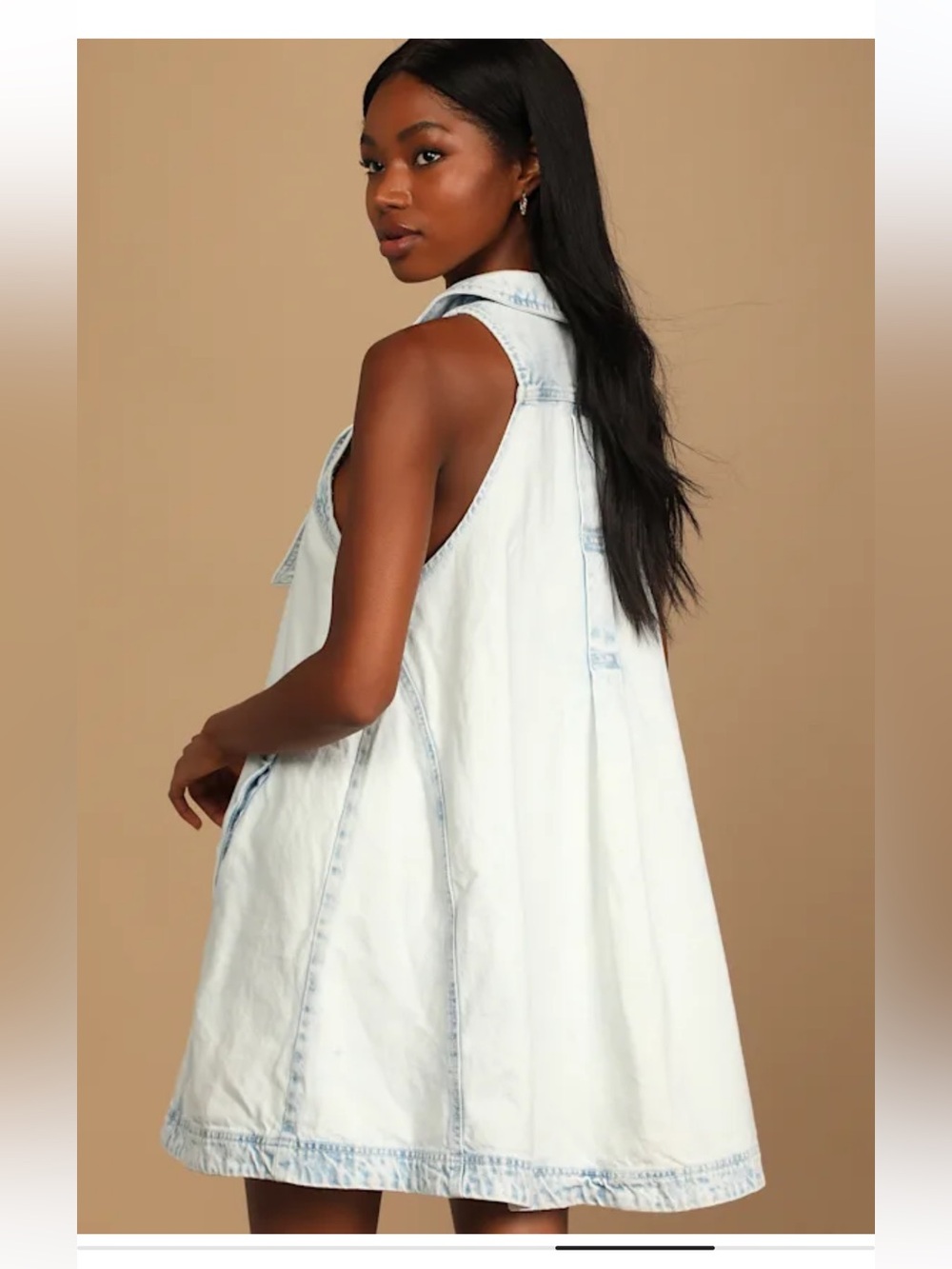 Free People Katie Acid Wash Denim Dress - Picture 2 of 5